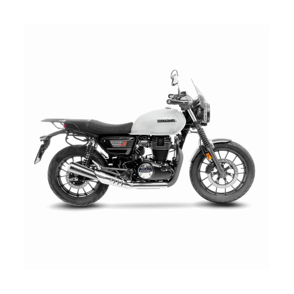 Honda GB 350 S (25-26) LeoVince Classic Racer slip-on – rustfri – børstet – ekstra produktvisning af lyddæmper, finish og detaljer 2