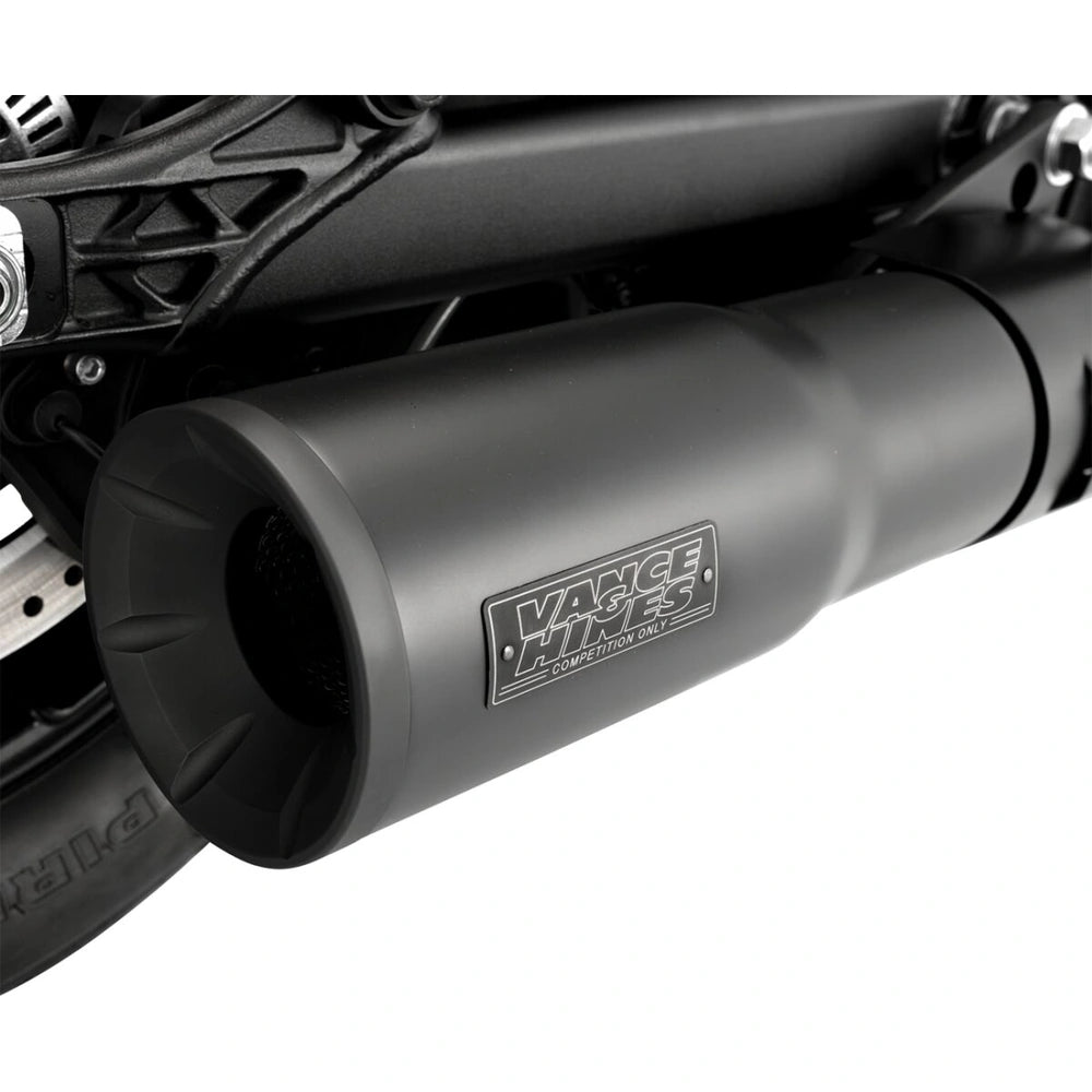 Indian Scout modeller (25) Hi-Output slip-on, sort – Vance & Hines – nærbillede af endcap og lyddæmper 4