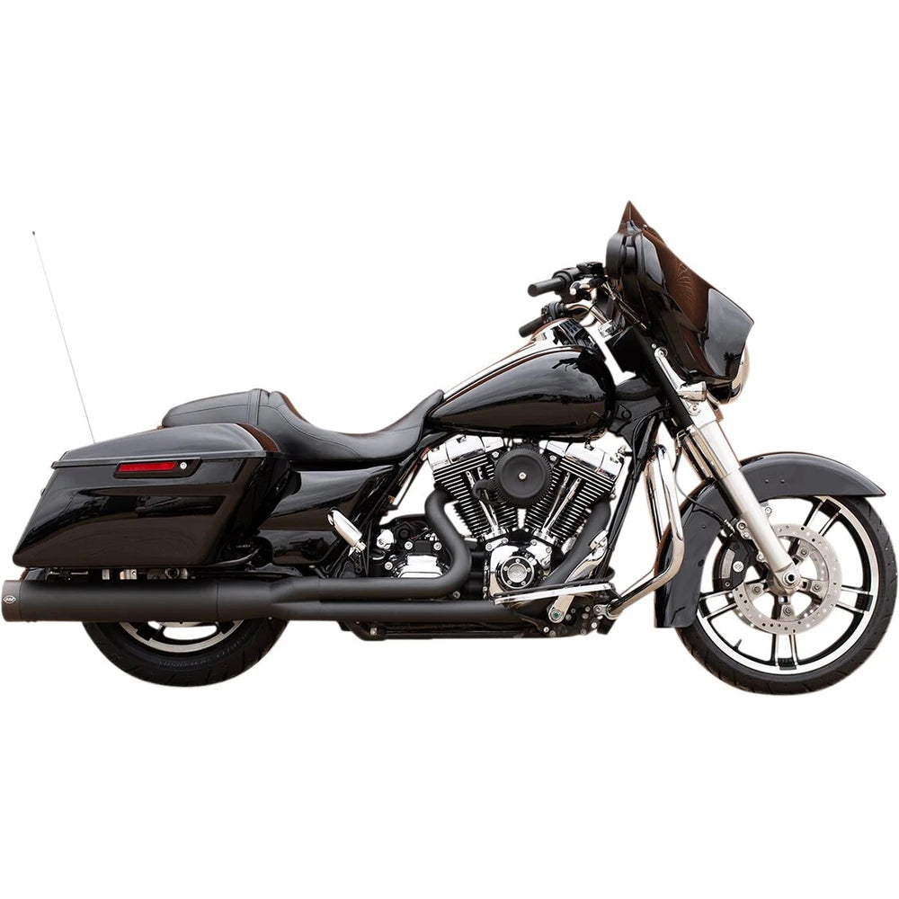 Harley-Davidson Touring (95-09) 2-into-1 Sidewinder Exhaust System, sort / Ceramic, Straight-Cut end cap – S&S Cycle