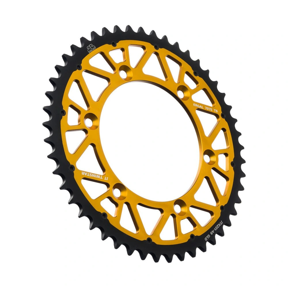 Bagtandhjul 49T, 520 – aluminium/stål, TwinStar, JTX251.49GLD – JT Sprockets