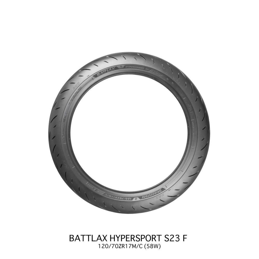 Bridgestone Battlax Hypersport S23 120/70ZR17 (58W) TL – fordæk – originalt Bridgestone fordæk med maksimalt sportsgreb og præcis feedback ved aktiv kørsel. Køb hos Mo2parts. Produktbillede 3.