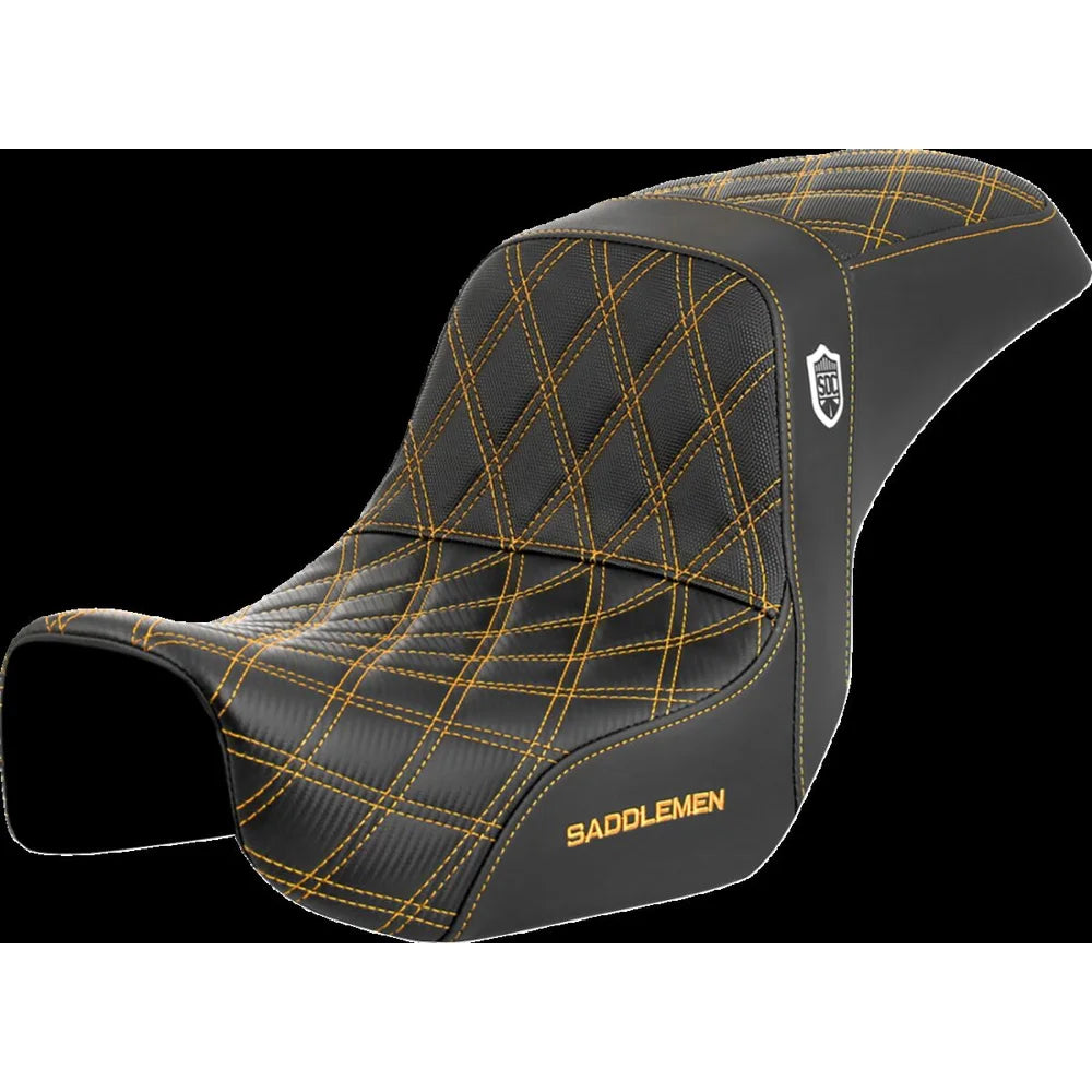 Harley-Davidson Dyna (06-17) Pro Series SDC Performance 2-up sæde Black Gripper Lumbar Gold Stitching/ Lattice Stitched – Saddlemen