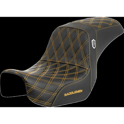 Harley-Davidson Dyna (06-17) Pro Series SDC Performance 2-up sæde Black Gripper Lumbar Gold Stitching/ Lattice Stitched – Saddlemen