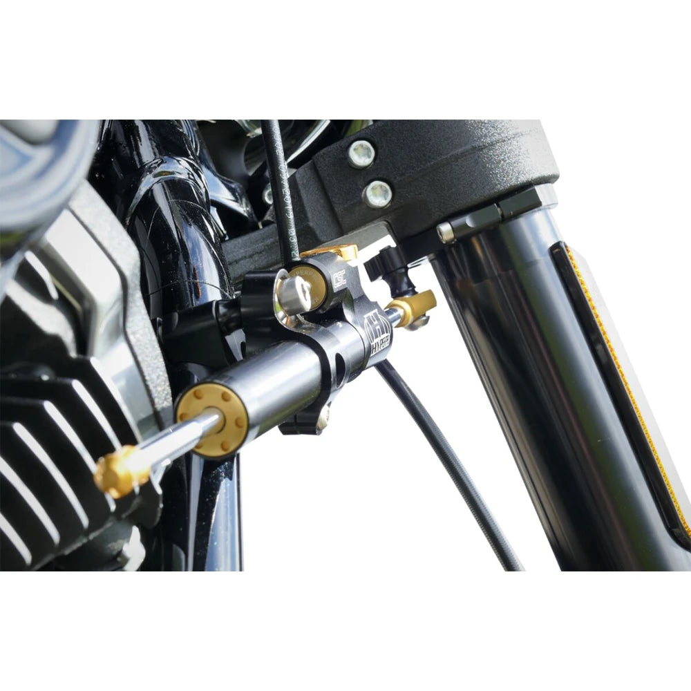Hyperpro styrdæmper-monteringssæt til Harley-Davidson Fxlrs Softail LOW Rider S (20) styrdæmper monteringssæt, sort – – monteret på motorcykel