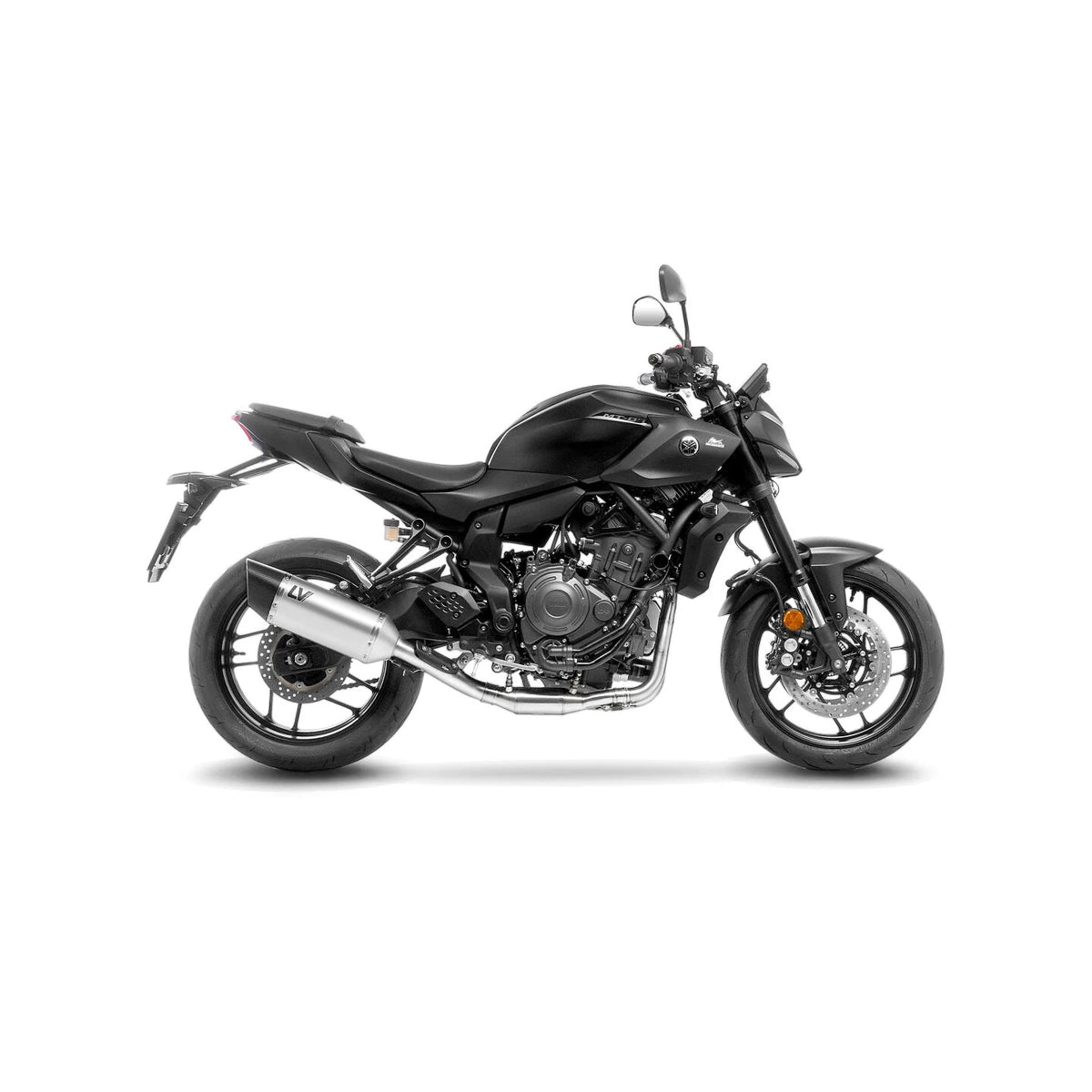 Yamaha MT-07 (20-26) LeoVince LV-14 R slip-on – rustfri – godkendt – titanium-look – ekstra produktvisning af lyddæmper, finish og detaljer 4