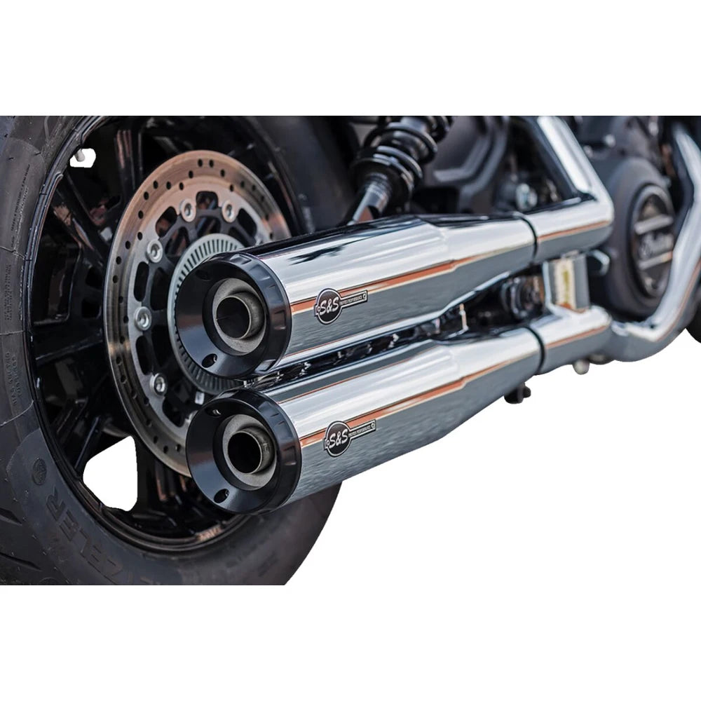 Indian Sixty (19-23) Grand National Slip-On Mufflers, Show Chrome – S&S Cycle – alternativ vinkel 3