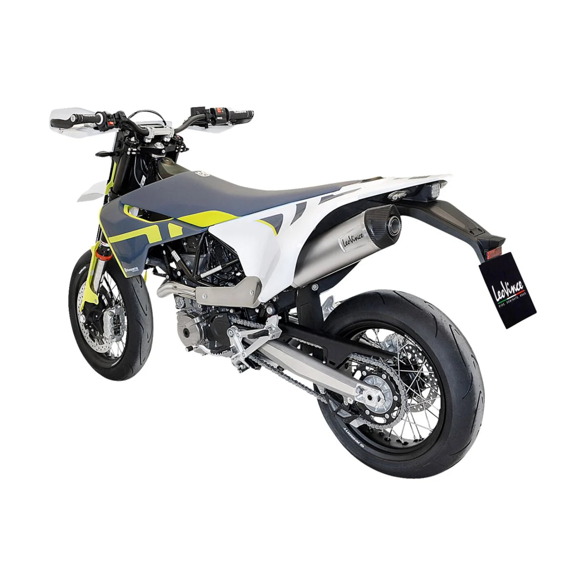 Husqvarna 701 Supermoto (21-24) m.fl. LeoVince LV One EVO slip-on – rustfri – godkendt – titanium-look – ekstra produktvisning af lyddæmper, finish og detaljer 4