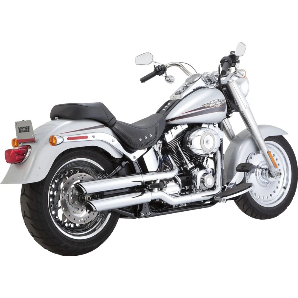 Harley-Davidson Softail (07-17) 3" Twin Slash slip-on, krom – Vance & Hines – detaljebillede af udstødning og finish 2
