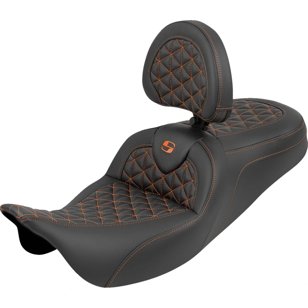 Harley-Davidson Touring (08-25) Roadsofa 2-up sæde orange syning med førerryglæn – Saddlemen