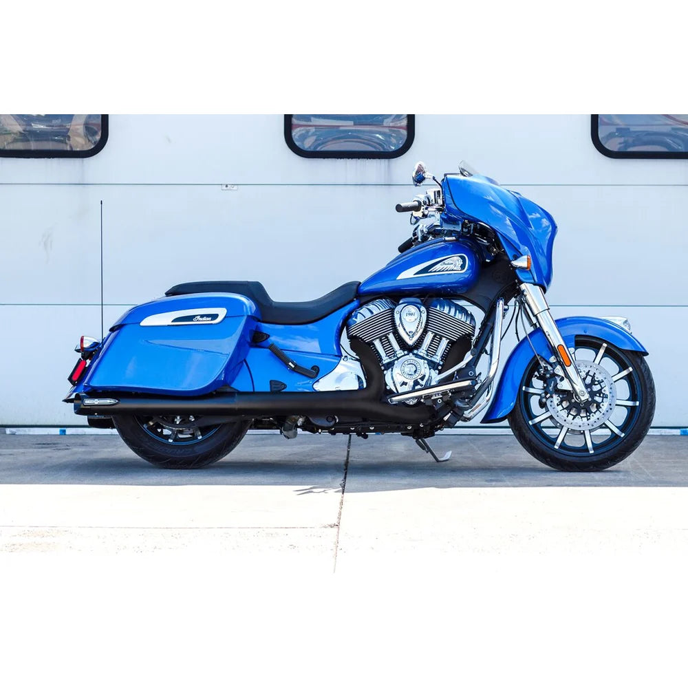 Indian Elite (14-26) 4" Broadhead Slip-On Mufflers, sort, Slash-Cut end cap – S&S Cycle – alternativ vinkel 3