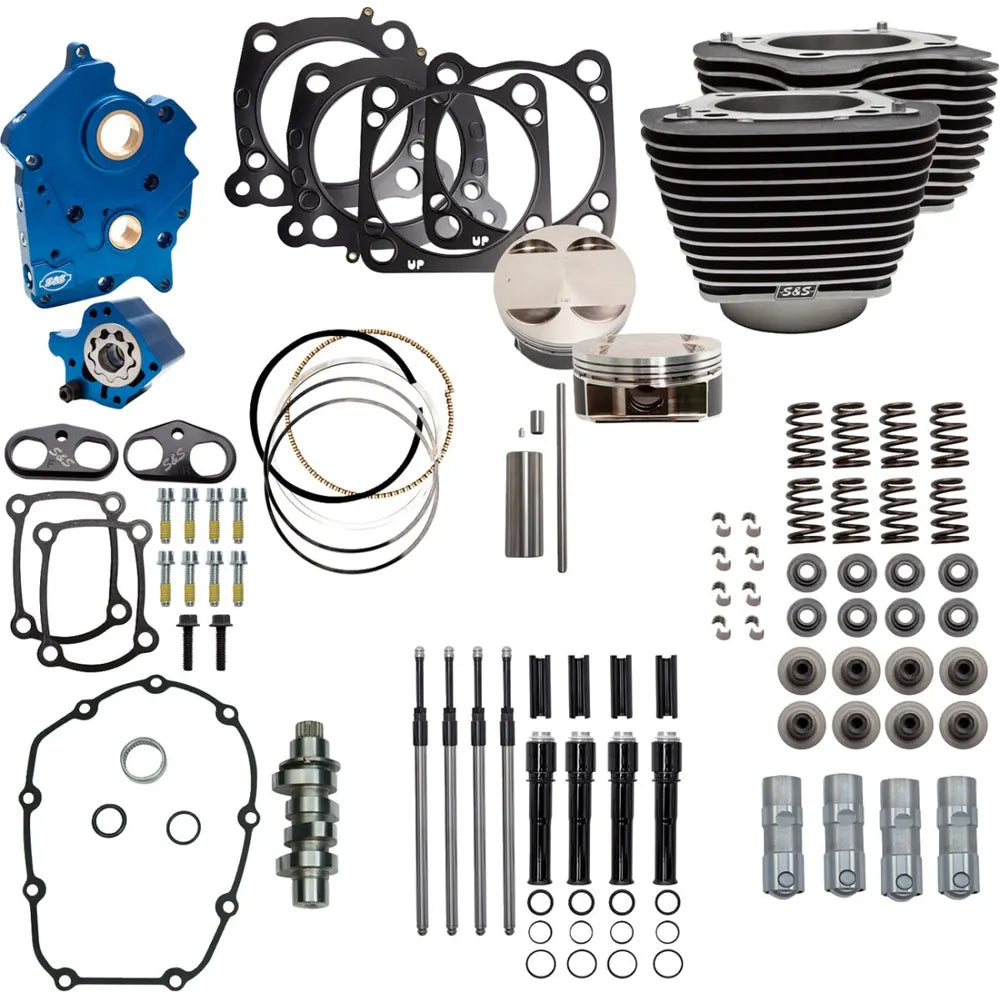 Harley-Davidson Touring / Trike (17-25) 124" Power Package, chain drive, sort / highlighted fins, 4,250" (310-1054C) – S&S Cycle