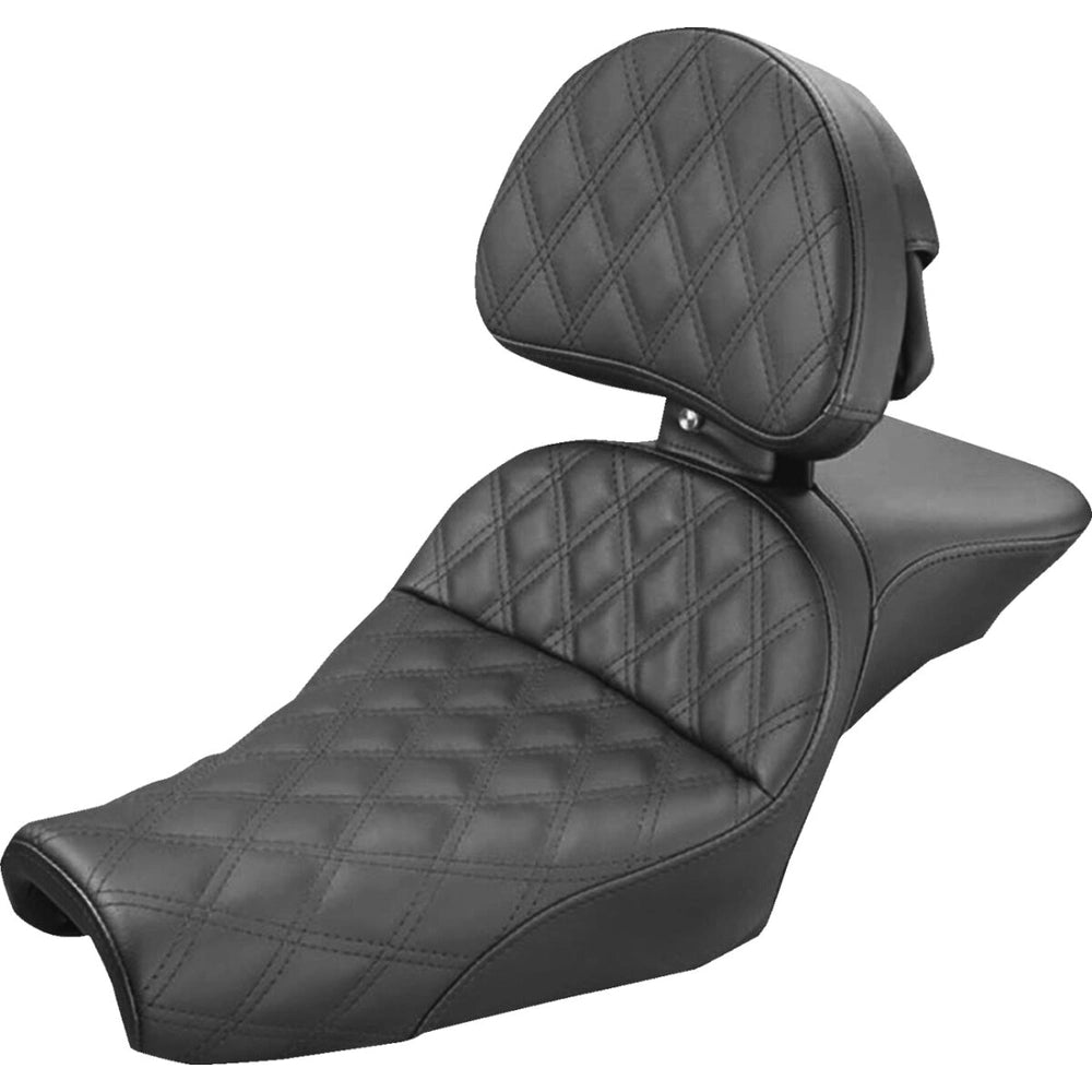 Harley-Davidson Sportster (04-22) Explorer 2-up sæde Lattice Stitch med førerryglæn, 12.5 liter Tank (3.3 US gal.) – Saddlemen