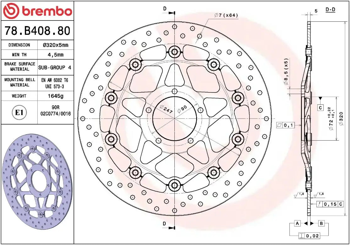 Ekstra produktbillede af Ducati 749 S 03-07 bremseskive – Brembo Oro flydende