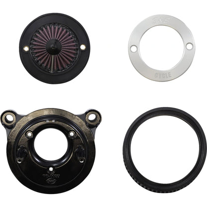 Harley-Davidson modeller (08-17) Air Stinger Stealth Air Cleaner Kit, Air Stinger / Stealth, Ring, sort / krom – S&S Cycle – alternativ vinkel 3