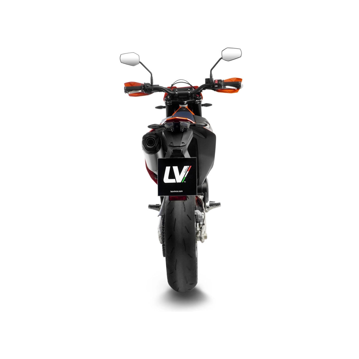 KTM 690 SMC R (25-26) m.fl. LeoVince LV One EVO slip-on – rustfri – titanium-look – ekstra produktvisning af lyddæmper, finish og detaljer 4