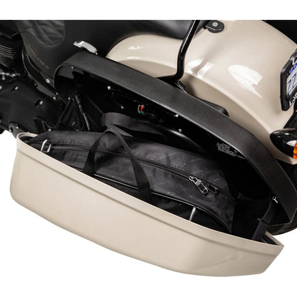 Harley-Davidson Low Rider ST (22-25) sidetaskeliner – Saddlemen – ekstra produktvisning med fokus på pasform, ruminddeling og finish – billede 6