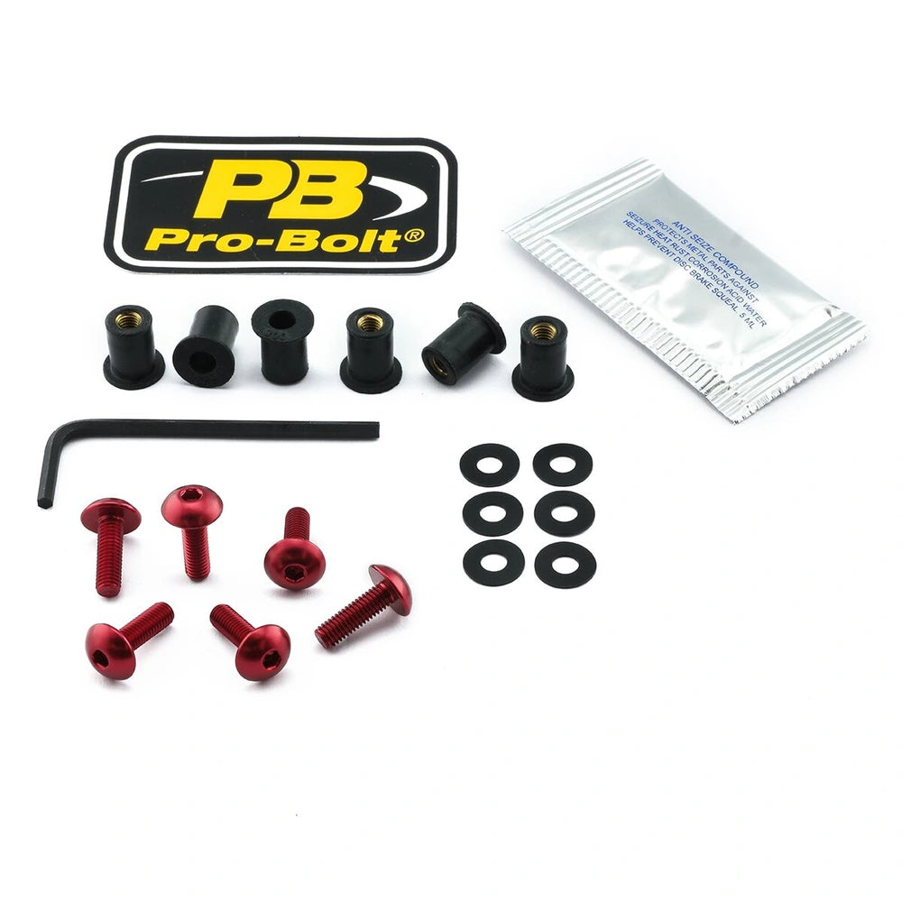 Kåbeboltsæt – 7075-T6 aluminium, rød, SK6 – Pro-Bolt