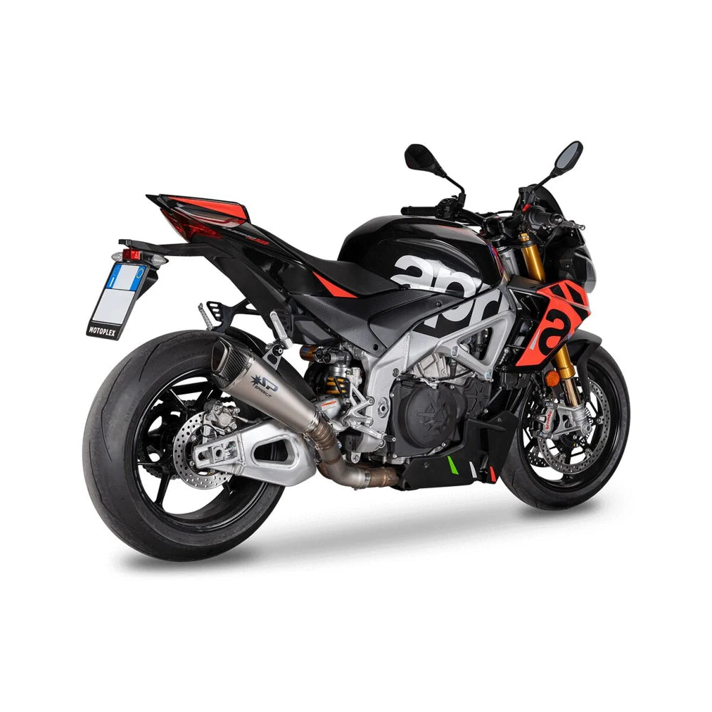 Aprilia RSV4 / Tuono V4 (17-26) Konix Evo slip-on, titanium – Spark – produktdetalje fra alternativ vinkel, billede 2