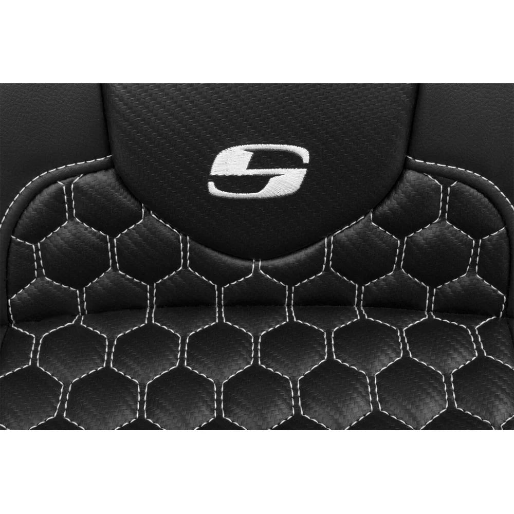 Harley-Davidson Touring (23-26) Roadsofa 2-up sæde Honeycomb hvid syning Extended Reach (823-07-190B6) – Saddlemen – ekstra produktvisning med fokus på form, polstring, syninger og finish – billede 5