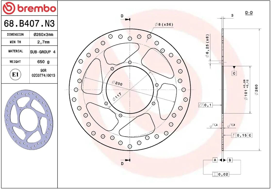 Ekstra produktbillede af Honda CRF 450 R 15-23 bremseskive – Brembo Oro fast