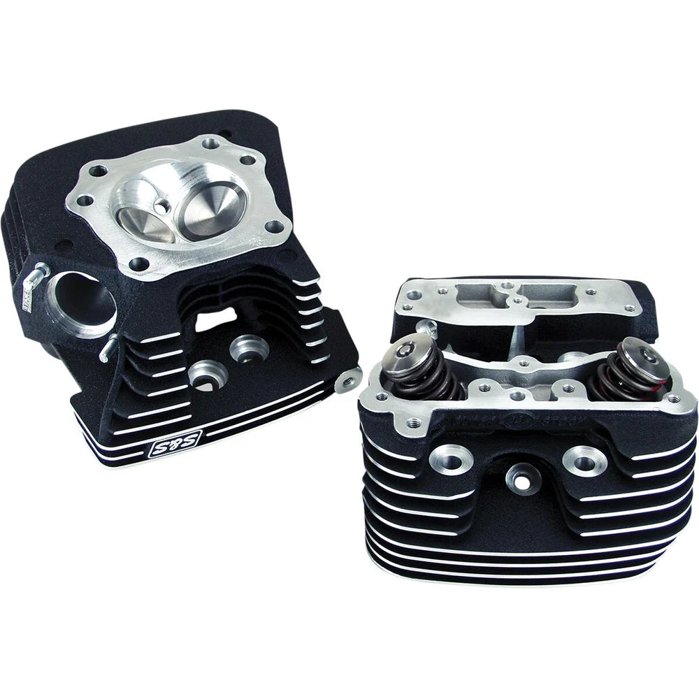 Harley-Davidson Twin Cam (03-17) 89 cc Super Stock Cylinder Heads, Powder-Coated / Wrinkle Black – S&S Cycle