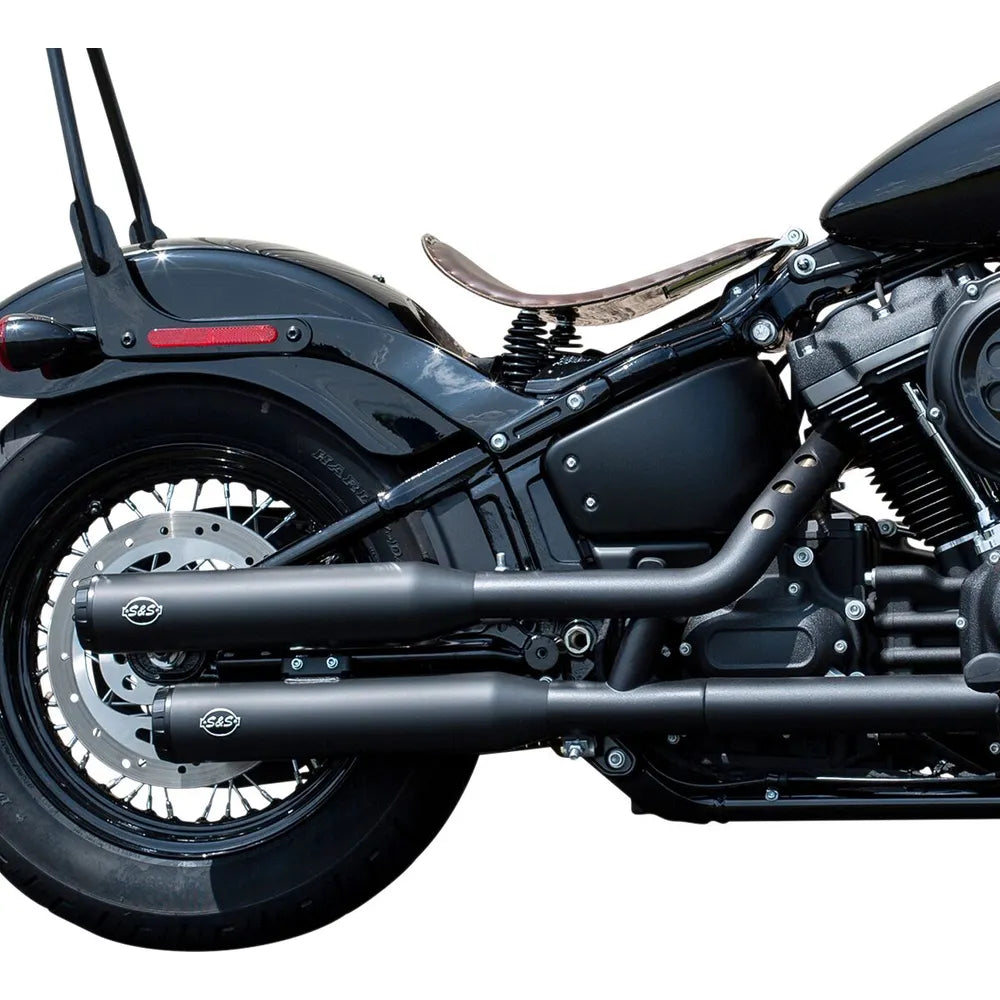Harley-Davidson Softail (18-23) Grand National Slip-On Mufflers, sort / Ceramic, Round end cap, sort end cap – S&S Cycle – ekstra produktvisning 2