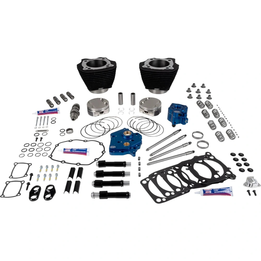Harley-Davidson modeller (17-26) 129" HPT496 Series Power Package, chain drive, sort / non-highlighted fins, black pushrod tubes – S&S Cycle