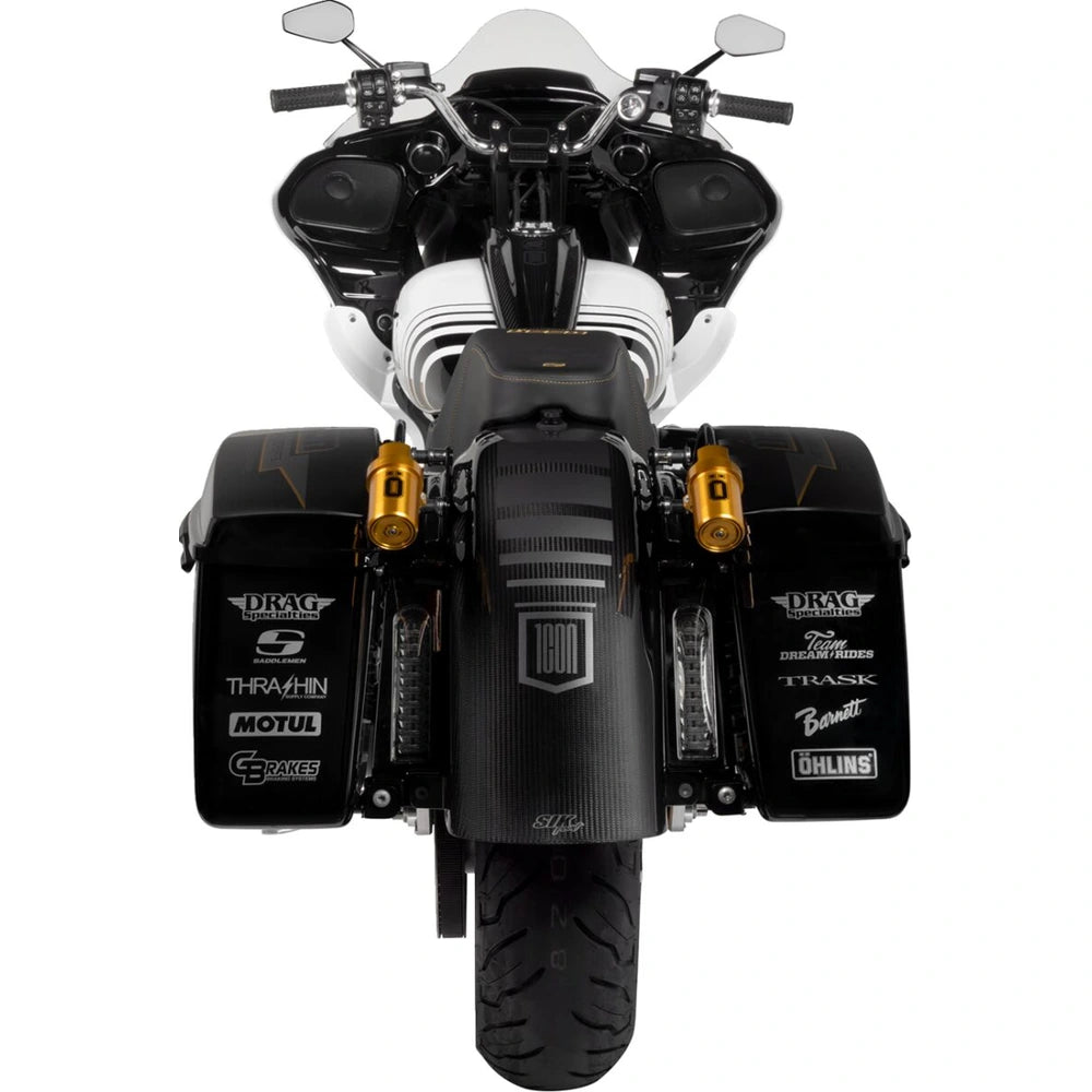 Harley-Davidson (09-25) carbon bagskærm Black/ Carbon Fiber/ Gloss – Saddlemen – ekstra produktvisning med fokus på carbonvævning, form og finish – billede 6