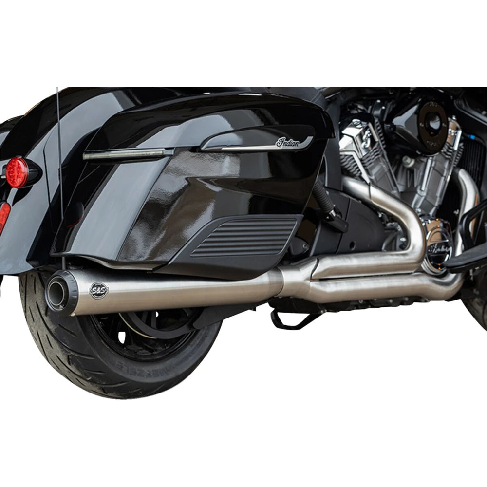 Indian Elite (20-26) 2-into-1 Qualifier Exhaust System, børstet – S&S Cycle – alternativ vinkel 3