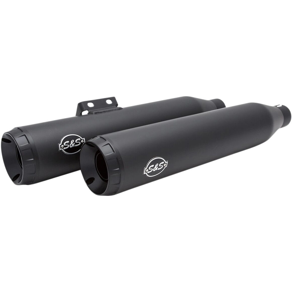 Harley-Davidson Softail (18-23) Grand National Slip-On Mufflers, sort / Ceramic, Round end cap, sort end cap – S&S Cycle