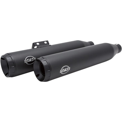 Harley-Davidson Softail (18-23) Grand National Slip-On Mufflers, sort / Ceramic, Round end cap, sort end cap – S&S Cycle