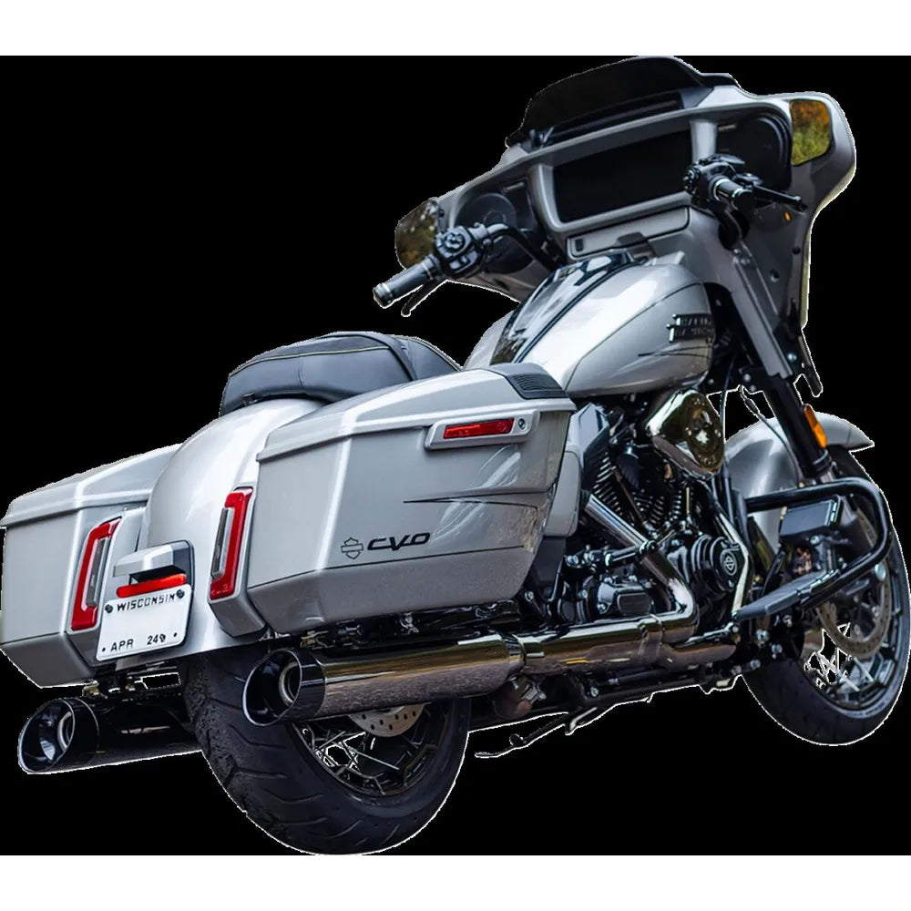 Harley-Davidson Touring / Trike (17-25) 4-1/2" MK45 Performance Slip-On Mufflers, Lava Chrome, Slash-Cut end cap, sort end cap – S&S Cycle – ekstra produktvisning 2
