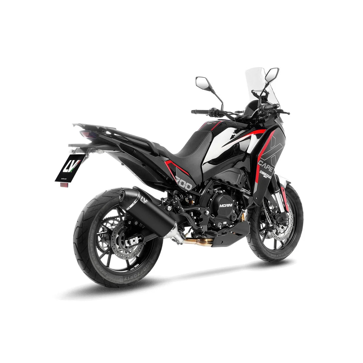 Moto Morini X CAPE 700 (25-26) LeoVince LV-14 slip-on – rustfri – sort – ekstra produktvisning af lyddæmper, finish og detaljer 5