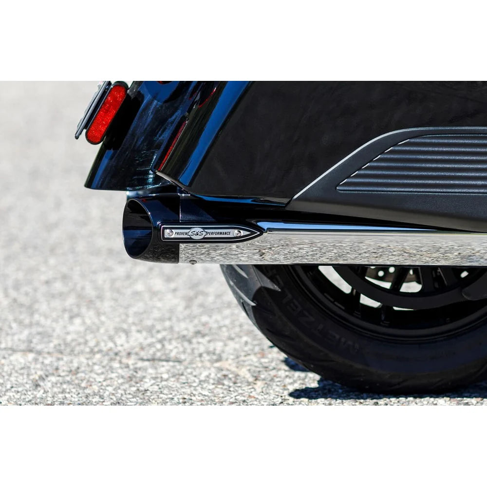 Indian Elite (14-26) 4" Broadhead Slip-On Mufflers, krom, Slash-Cut end cap – S&S Cycle – alternativ vinkel 3
