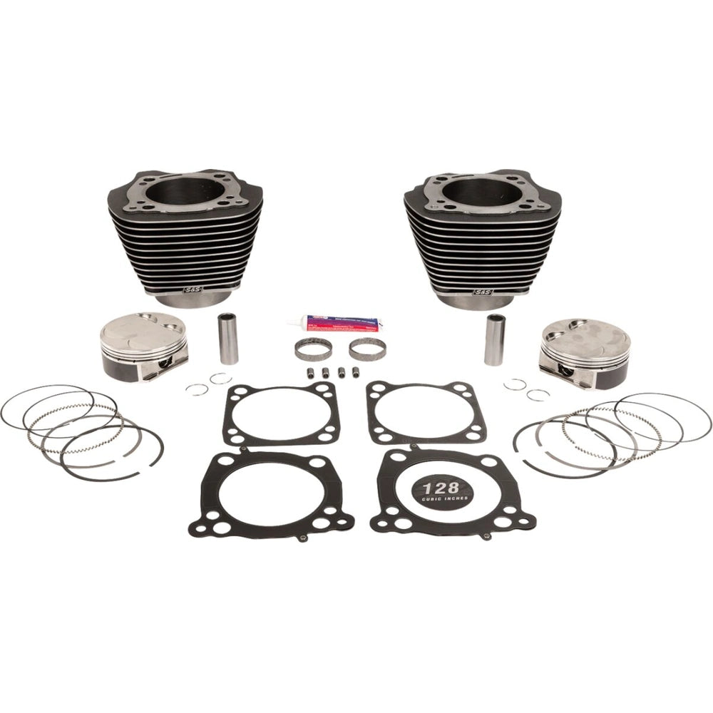 Harley-Davidson modeller (17-25) 128" Big Bore Kit, Black Granite / highlighted fins – S&S Cycle