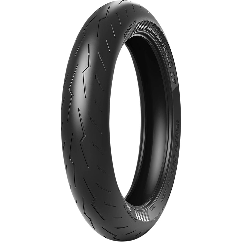Pirelli Diablo Rosso IV Corsa 120/70 ZR17 (58W) TL – fordæk set fra siden – se profil og design på dette Pirelli fordæk hos Mo2parts.