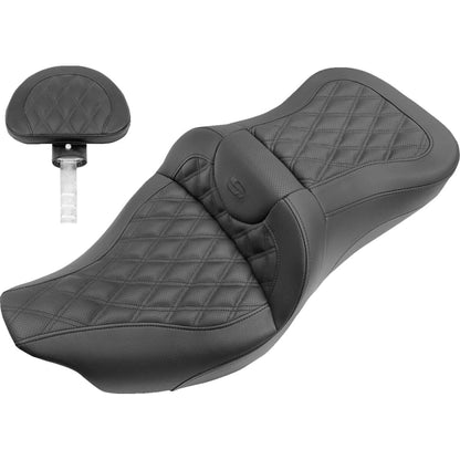 Harley-Davidson Touring (08-25) Roadsofa 2-up sæde Full Lattice Stitch med førerryglæn – Saddlemen