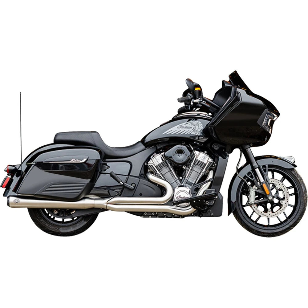 Indian Elite (20-26) 2-into-1 Qualifier Exhaust System, børstet, Race end cap – S&S Cycle