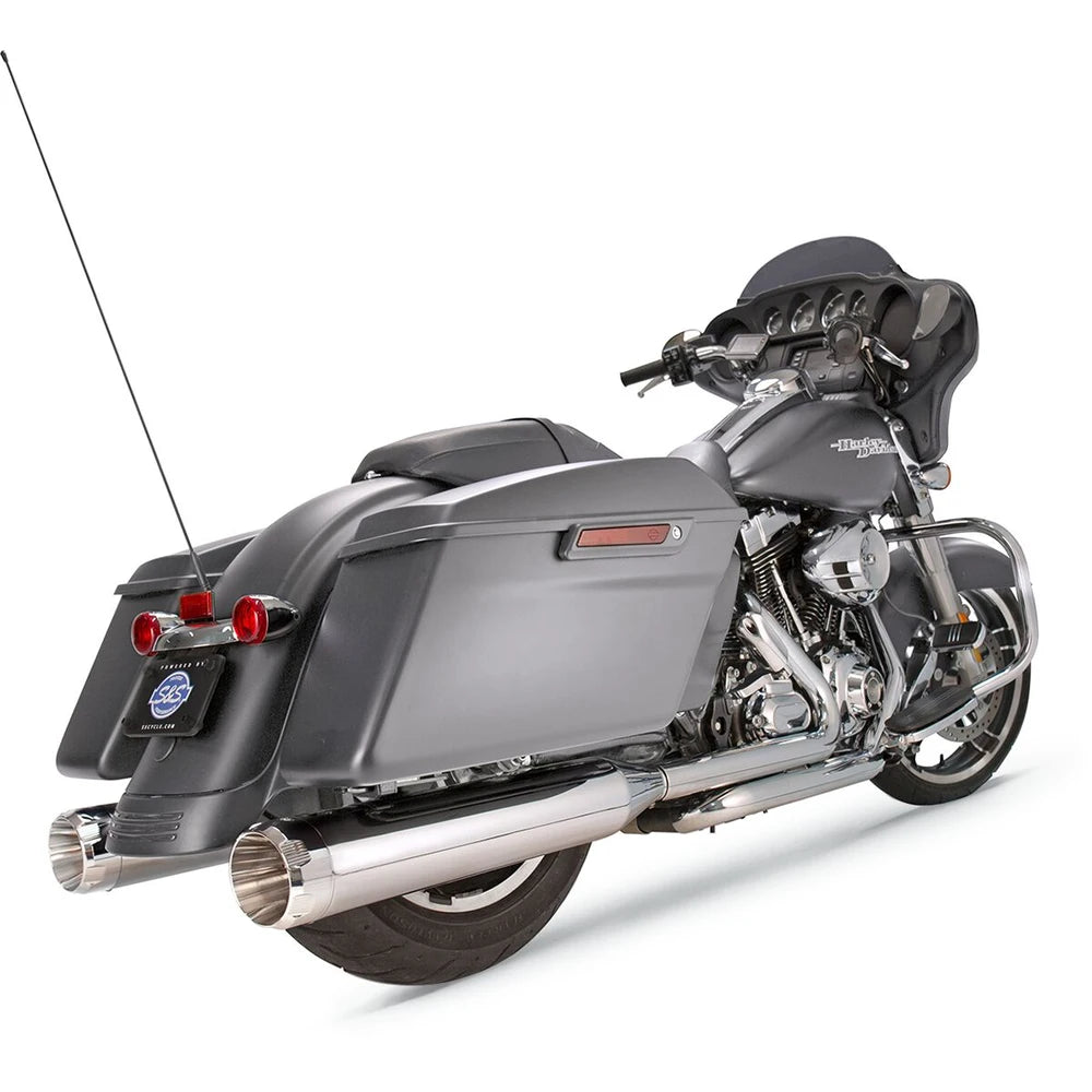Harley-Davidson Touring / Trike (17-25) 4-1/2" MK45 Performance Mufflers, krom, Thruster end cap, krom / poleret end cap – S&S Cycle – ekstra produktvisning 2