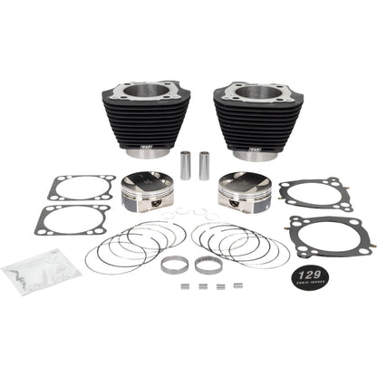 Harley-Davidson modeller (17-23) 129" Big Bore Kit, non-highlighted fins / Powder-Coated / Wrinkle Black – S&S Cycle