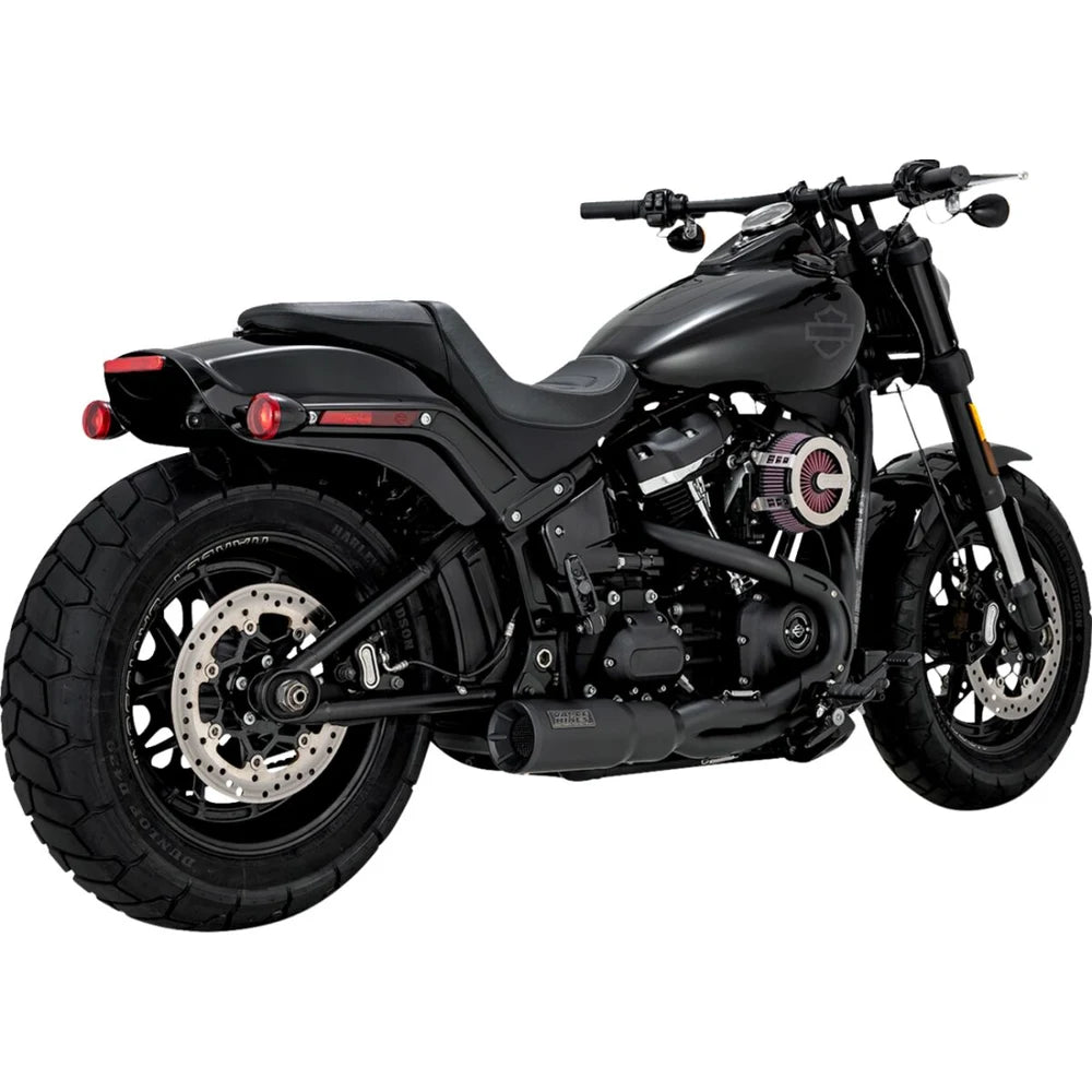 Harley-Davidson Touring / Softail (18-24) 2-into-1 Hi-Output Short komplet udstødning, sort – Vance & Hines
