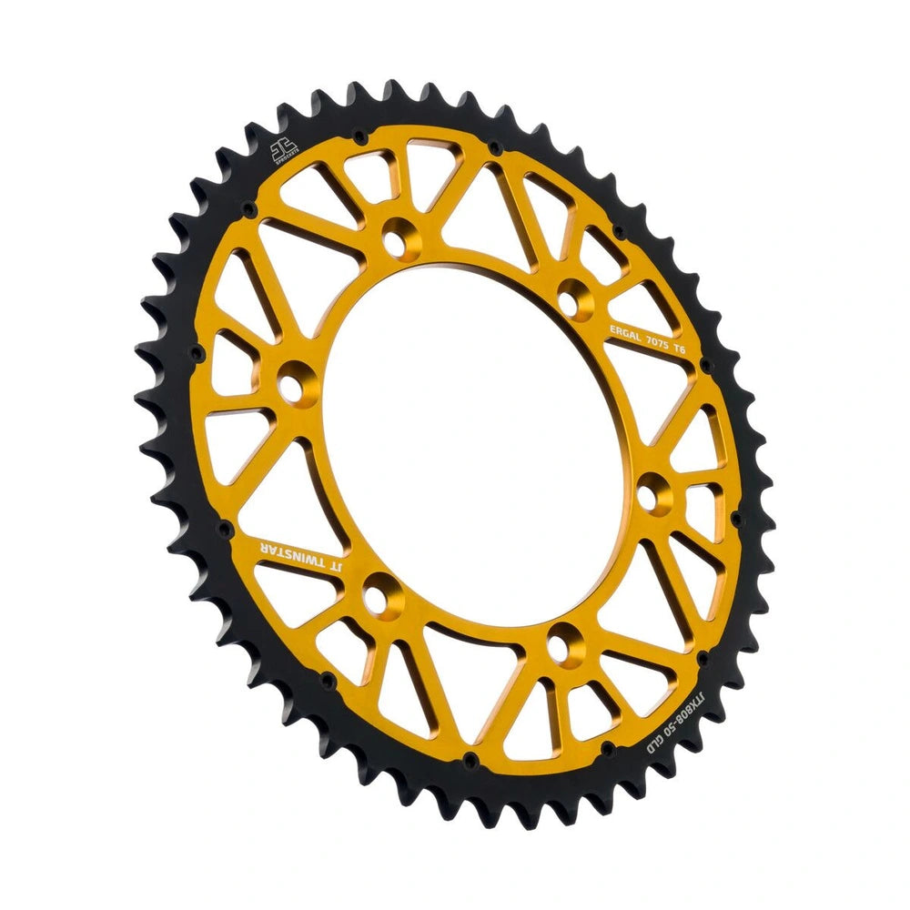 Bagtandhjul 50T, 520 – aluminium/stål, TwinStar, JTX808.50GLD – JT Sprockets