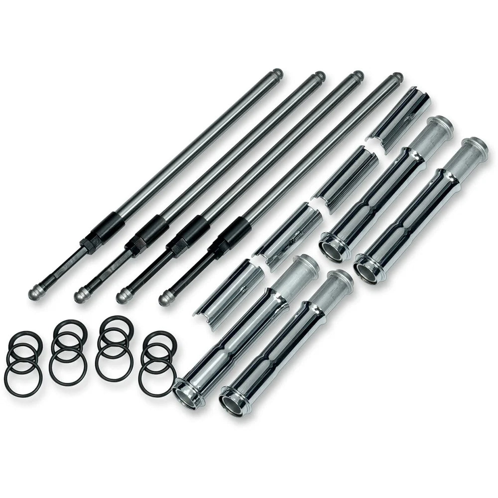 Harley-Davidson modeller (17-25) Quickee Pushrod Kit with Chrome Covers, krom – S&S Cycle