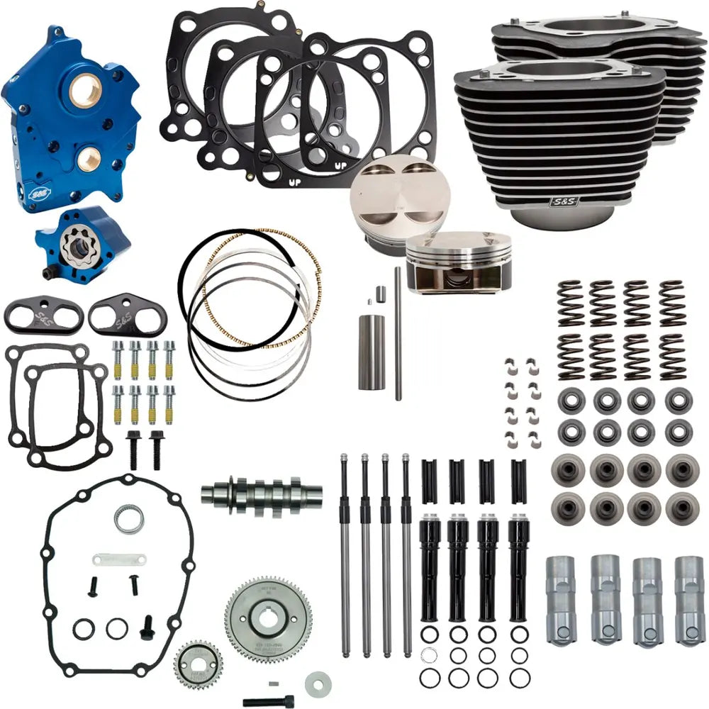 Harley-Davidson modeller (17-25) 124" Power Package, gear drive, sort / highlighted fins – S&S Cycle