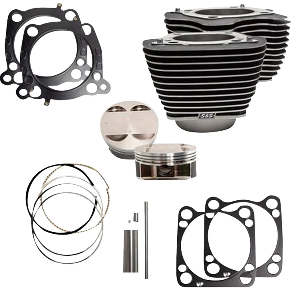 Harley-Davidson modeller (17-25) Cylinder Kit, highlighted fins / Wrinkle Black – S&S Cycle