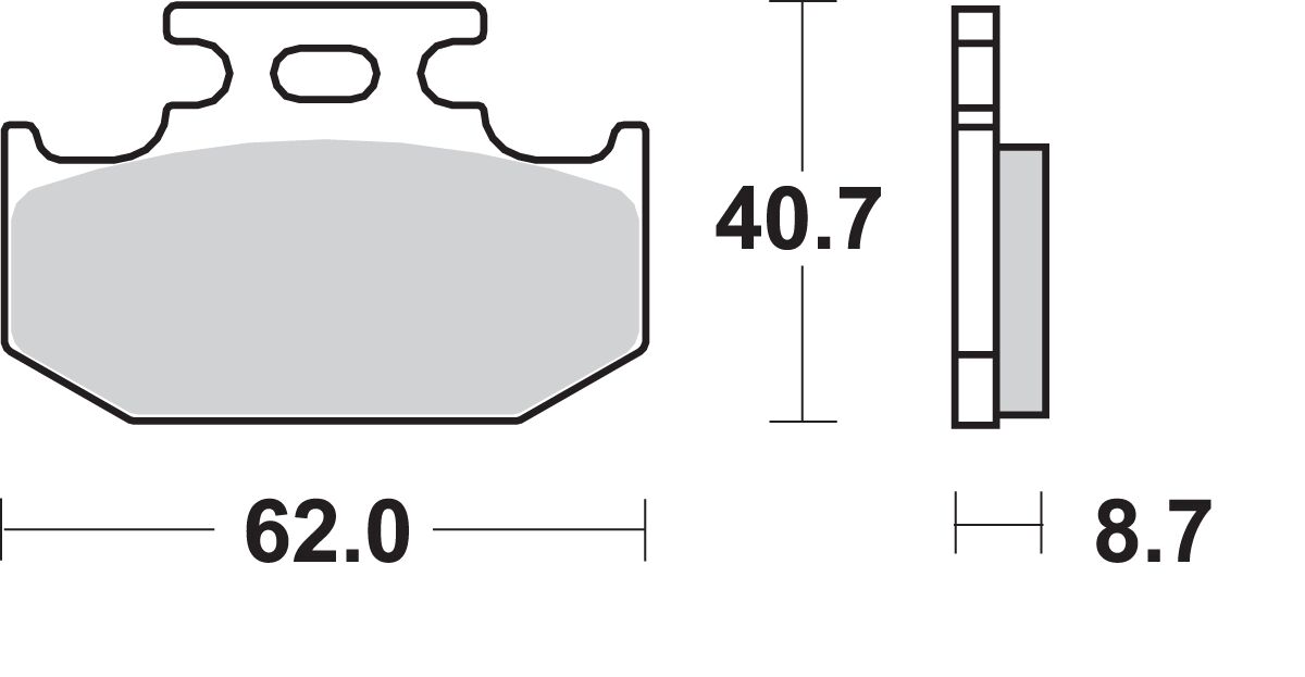SBS 632HF keramiske bremseklodser – for – mål og dimensioner
