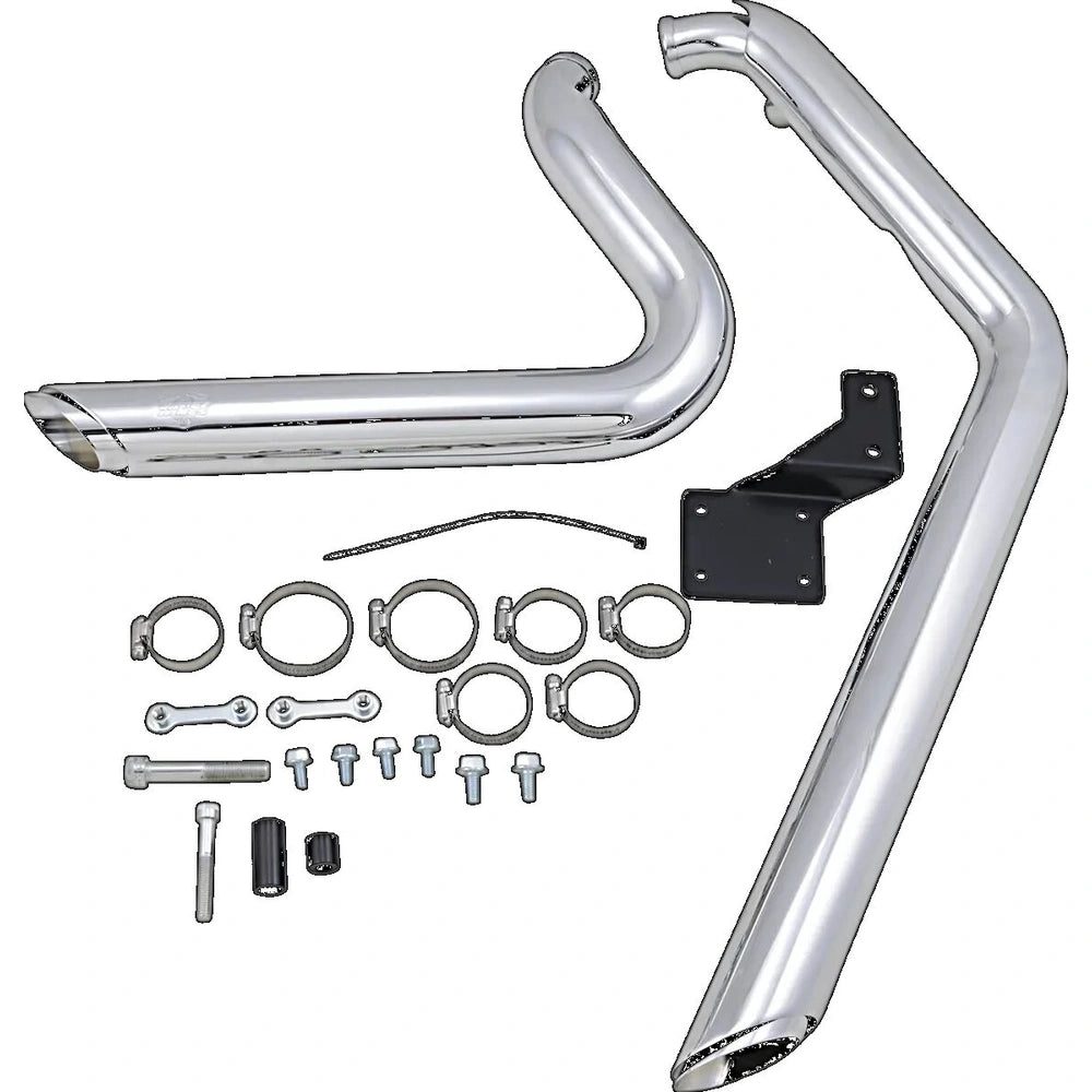 Harley-Davidson Softail (86-09) Shortshots Staggered Exhaust System Chrome komplet udstødning, krom – Vance & Hines – detaljebillede af udstødning og finish 2