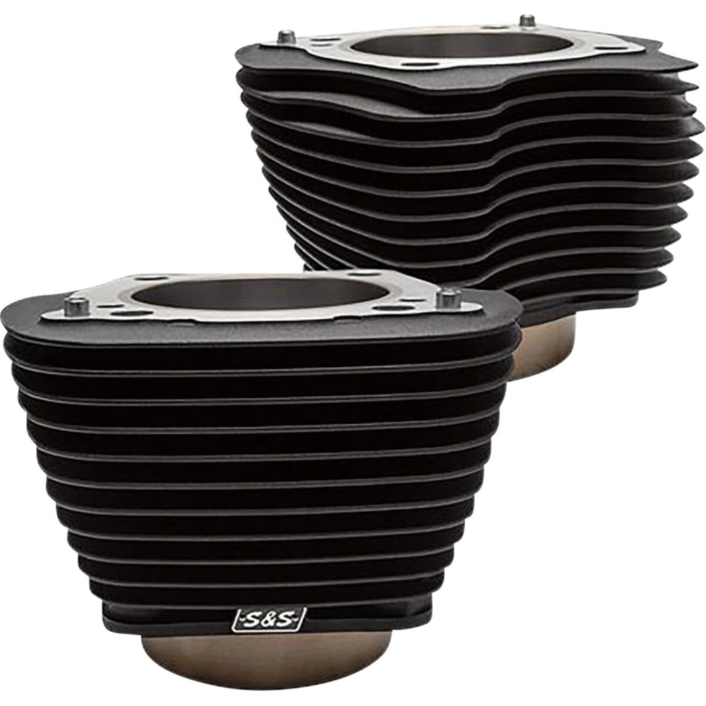 Harley-Davidson modeller (17-25) Cylinder Set, non-highlighted fins / Wrinkle Black – S&S Cycle