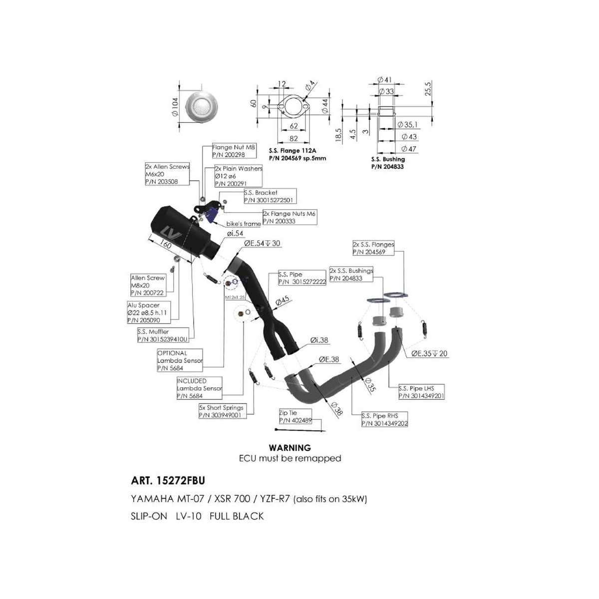 Yamaha MT-07 (20-26) m.fl. LeoVince LV-10 komplet udstødning – rustfri – 15272FBU – ekstra produktvisning af udstødningssystem, design og detaljer 5
