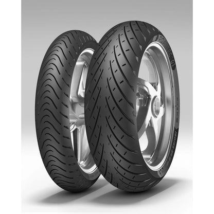 Metzeler Roadtec 01 100/90-18 56H TL – fordæk – ekstra visning af dækkets profil, mønster og konstruktion.